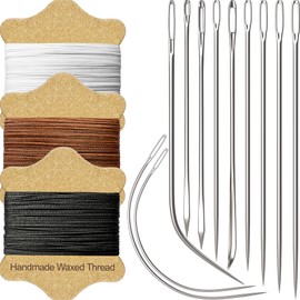 VONEEDL Upholstery Repair Kit: Waxed Sewing Thread (3 Colors) & Heavy Duty Needles (11 PCS) for Leather, Canvas & Quilting Thread