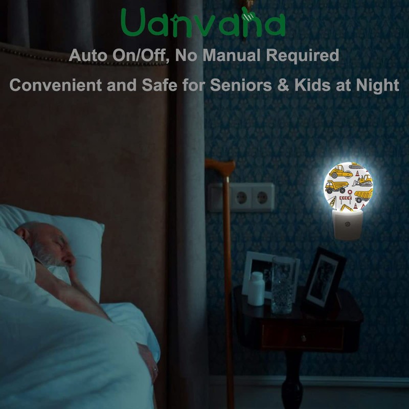 Uanvaha Yellow Cars Night Lights Plug into Wall Building Machine