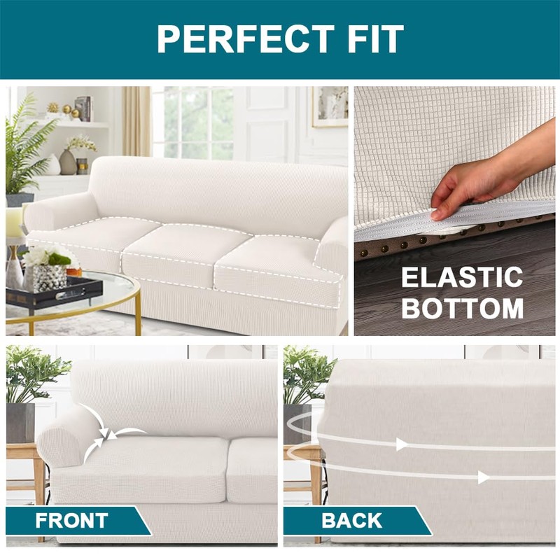 Turquoize 4 Piece T Cushion Sofa Slipcovers Stretch Couch Cover