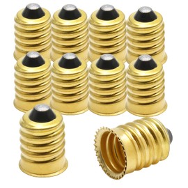 Qjaiune 10 Pack E14 to E12 Adapter Converter, European to Candelabra Reducer, Pure Copper Light Adapter Socket Bulb Adapter, Golden Lamp Adapter