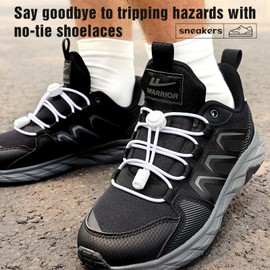 Stepace [2 Pairs] No Tie Elastic Shoe Laces for Adults and Kids - One Size Fit All Solid White