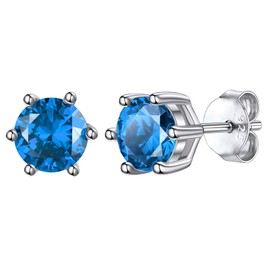 Sterling Silver Studs Earrings Birthstone Earrings Blue Earrings Small Earrings for Women Cubic Zirconia Earrings 925 Silver Earrings