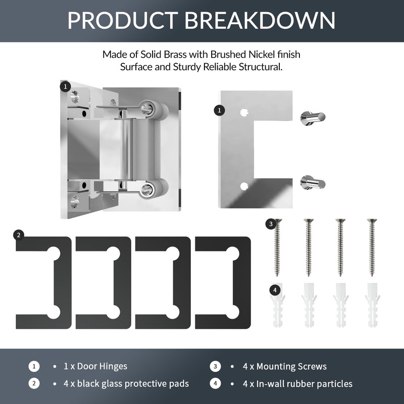 AatrixQuayn 90 Degree Glass Shower Door Hinges Heavy Duty Solid