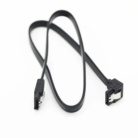 Jacobytes SATA 3 DATA cable. 50cm long. Straight plug on one end and right angle plug on the other c/w clips on both plugs.