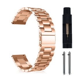 MaEiol 20mm Metal Strap for Garmin Forerunner 165 /Garmin Forerunner 165 Music/Garmin Vivoactive 5, Stainless Steel Replacement Wristband for Garmin vívomove Trend/Garmin Venu Sq 2 - Rose Gold