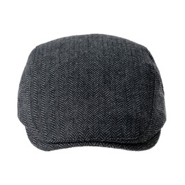 WITHMOONS Cotton Flat Cap Herringbone Winter Warm Driving Hat YZ30102 (Black)