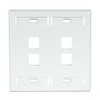 Leviton 4-Port Dual Gang QuickPort Wallplate with ID Windows, 42080-4WP,