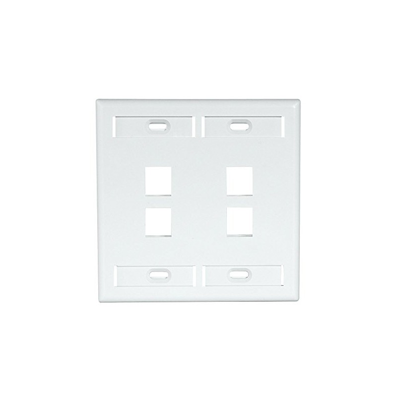 Leviton 4-Port Dual Gang QuickPort Wallplate with ID Windows, 42080-4WP,