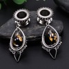 TBOSEN Stainless Steel Teardrop Black Obsidian Stone Large Dangle Bridal