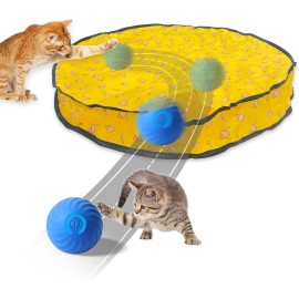 Tekola Interactive Cat Toy for Cats Kitten, Automatic Moving Ball in 28 Inch Play Mat