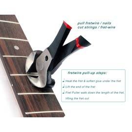 Guitar Fretwire and Bridge Pins Puller, 8-Inch End Cutting Plier for Fret Wire Work, Specially Heardened Stainless Steel Jaws, Cuts Wire and String Neatly, Luthier Repair Tool, Black