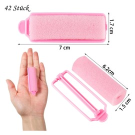 42 Stück Schwamm Lockenwickler Klein Weichschaum Lockenwickler Hair Rollers Weicher Schaum Haar Roller DIY Haarstyling Kurze Locken Damen (Rose, 42 Stück)