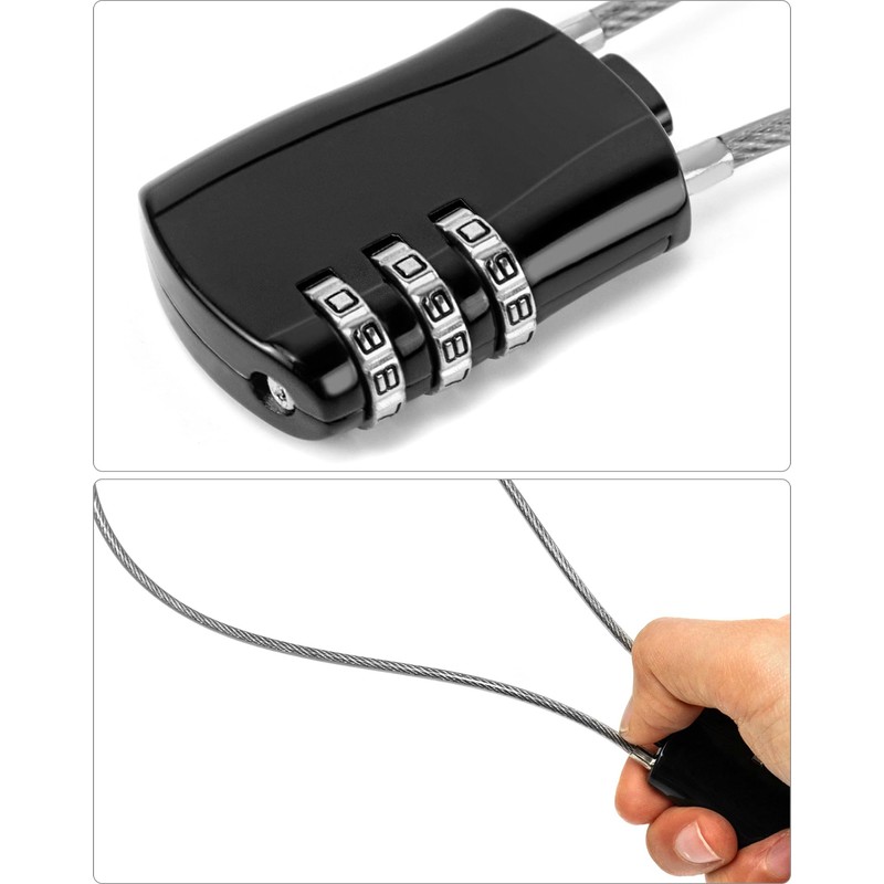 QWORK Motorcycle Helmet Lock, 2 Pack Password Lock & Cable