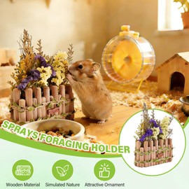 Swirge Natural Wood Hamster Spray Holder, Hamster Flower Forage Holder