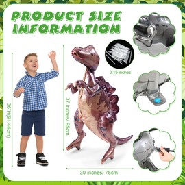 Vinsot 8 Pack 39" Giant Inflatable Dinosaur Toy for Party Decorations 3D Dinosaur Balloons Self Standing Dino Aluminium Foil Balloons for Garden Jungle Birthday Party Gift Photo Prop