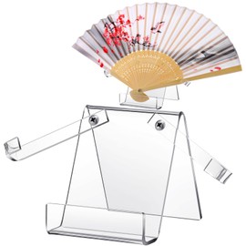 Roowest Adjustable Clear Folding Acrylic Fan Display Stand Japanese Chinese Clear Fan Display Holder Base Easel Fan Holder Display Easels Fan Stand Base for Folding Handheld Fan Chinese Japanese Fan