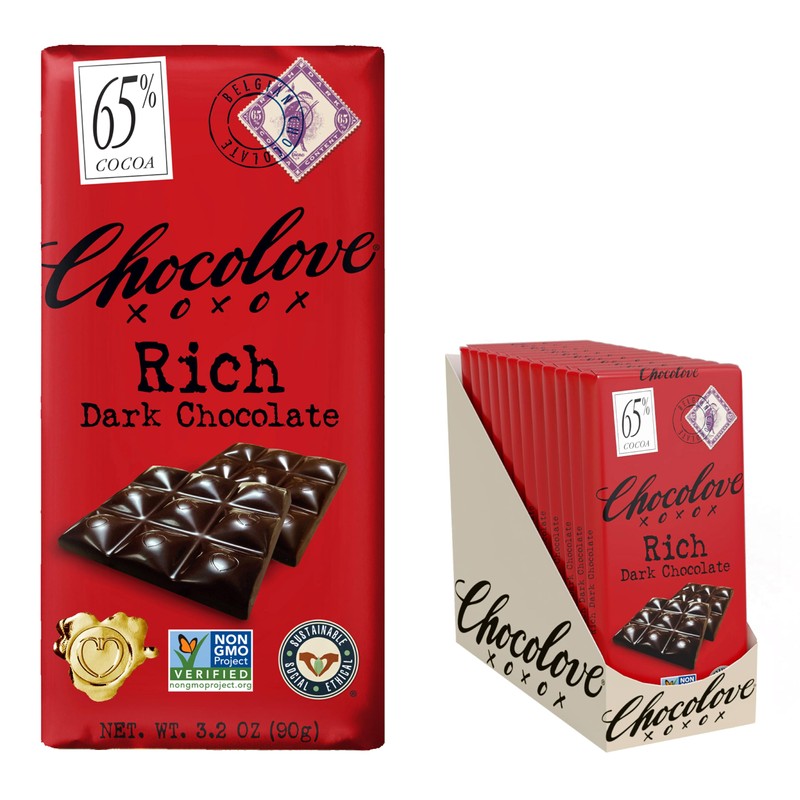 Chocolove Rich Dark Chocolate Bars | 65% Cocoa | Crafted