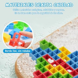 BOJOOM - 64pcs Tetris Tower Balance Game con Bolsa, Juguetes de Apilamiento de Equilibrio, Bloques de Construcción de Equilibrio de Descompresión,... 