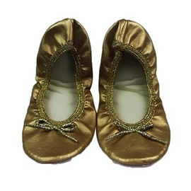 Jiffies Grosby Girls Kids Girl Ballet Dance Flat Slipper Shoes - Gold 5/6 Standard Flats