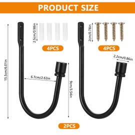 XxinXrong2 Pcs Curtain Drapery Holdbacks, Curtain Tie Backs, Curtain Tieback Hooks, Wall Mounted Window Curtain Holder Hooks, Drapery Holdbacks for Fixed Curtain or Hanging Items black