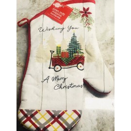Ship N 24 Hours. New-Christmas Oven Mitt “Wishing  You A Merry Christmas”.