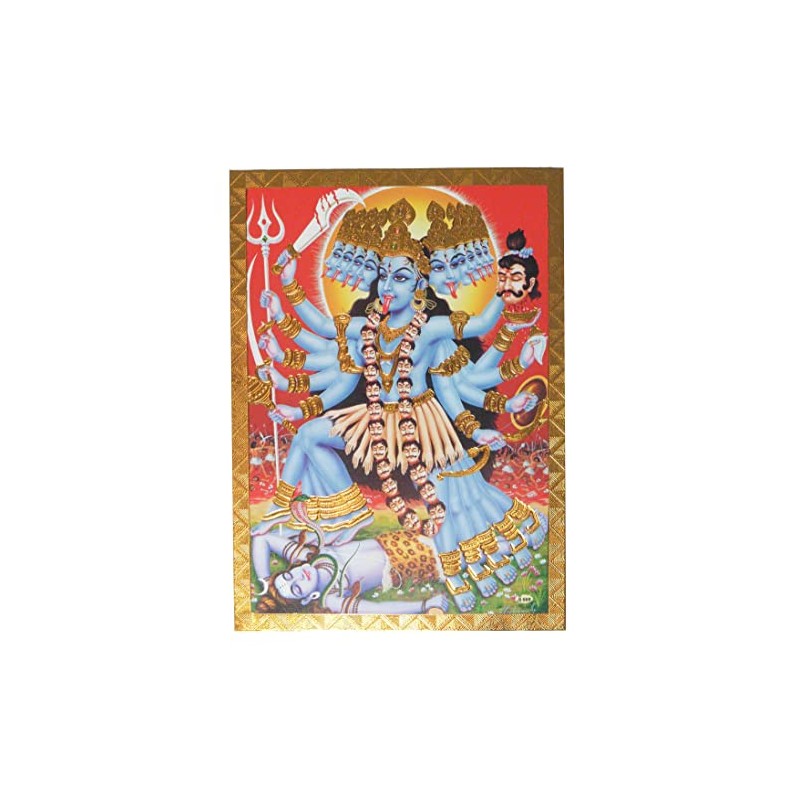 Gold Foil Embossed Hindu God Goddess Kali Shrine Picture