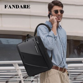 FANDARE Slim Laptop Backpack School Backpack Men Women Daypack Multicoloured Splicing Daypacks for Business Travel Work Leisure Outdoor School Bag Daypacks, black, Rucksack