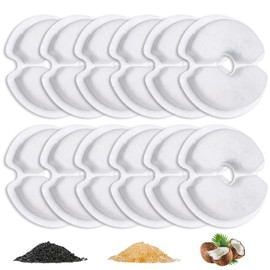 Pet Water Fountain Filter 12 Pack, Replacement Cat Filters for 2L-2.5L / 67-84 oz Cat Water Fountain, Cotton Activated Carbon & Resin with Triple Filtration