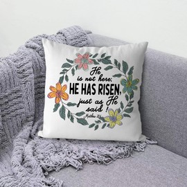 KEUSPI He Has Risen Easter Pillow Covers 18x18,He is Risen Easter Decor,Christian Religious Easter Decor Decorations for The Home