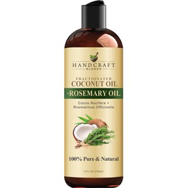Handcraft Blends Fractionated Coconut Oil Infused with Rosemary - 8 Fl Oz - 100% Pure and Natural - Premium Grade Carrier for Skin, Hair and Massage