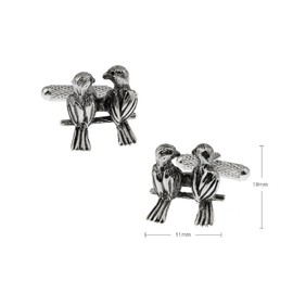MRCUFF Love Birds Lovebirds Valentine Pair Cufflinks in a Presentation Gift Box & Polishing Cloth