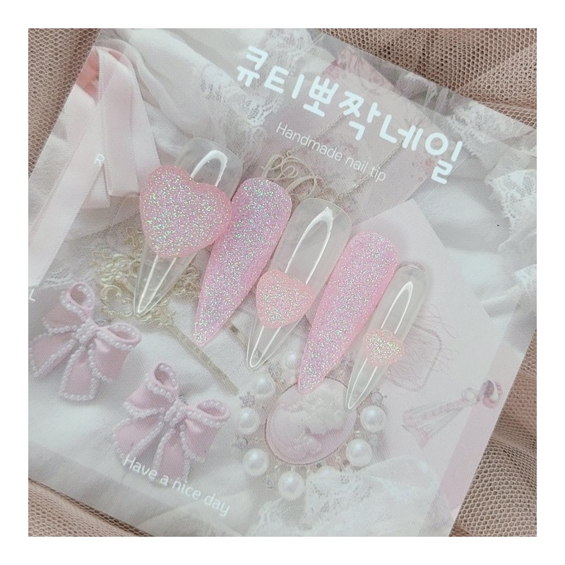 Light pink sugar handmade nail tips - lipstick / 연핑크