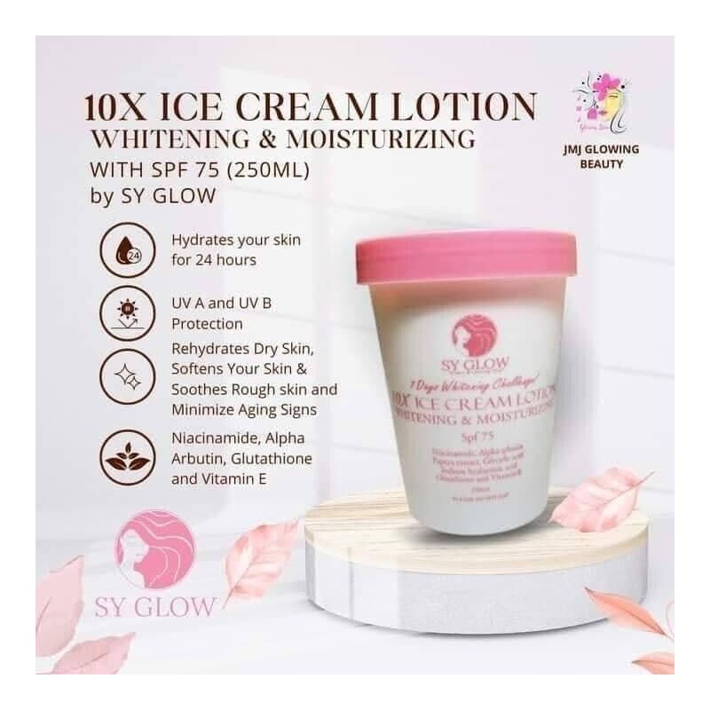 SY Glow Ice Cream Lotion, Whitening & Moisturising, SPF 75,