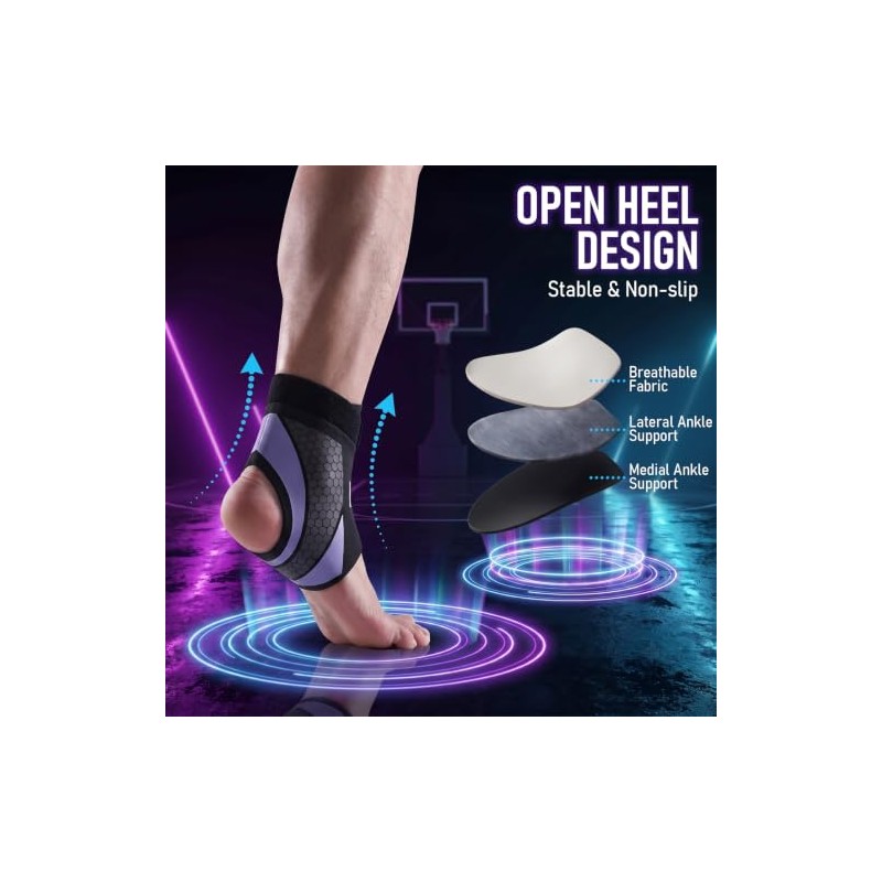 2 Pcs Ankle Brace for Women Men, Purple Adult Support