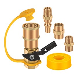 Milageto Propane Quick Connect Adapter Kit Replacement, for Propane Hose Brass Pipe Fitting, 1/4" Male Pipe for Patio Camping Grilling
