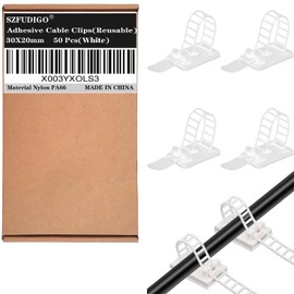 SZFUDIGO Cable Ties Cable Clips Wire Management Cord Clips Under,Desk Cable Management Reusable Zip Ties Wire Organizer Under Desk 50 packs (White)