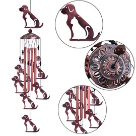 Outdoor Dog Wind Chimes Gifts for Mom - with 4 Tubes 6 Bells 7 Dogs Wind Bell, Romantic Wind Catcher, Mobile Dog Decor, Dog Bell, Puppy Windchimes for Home, Balcony, Tree, Festival, Garden Decoration