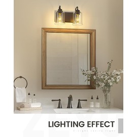 zeyu Oil Rubbed Bronze Bathroom Light Fixtures, 2-Light Bath Vanity Light, 12.5 Inch Farmhouse Wall Sconces with Clear Glass Shade, ZSL72B-2W ORB
