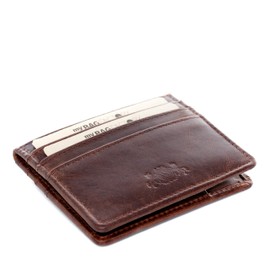 SID & VAIN cardholder RFID Protection Earnest Small Wallet Real Leather Billfold Slim Genuine Leather Women Men Unisex Brown
