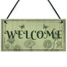 RED OCEAN Welcome Sign Front Door Shed Garden SummerHouse Plaque Home Decor Friendship Gift