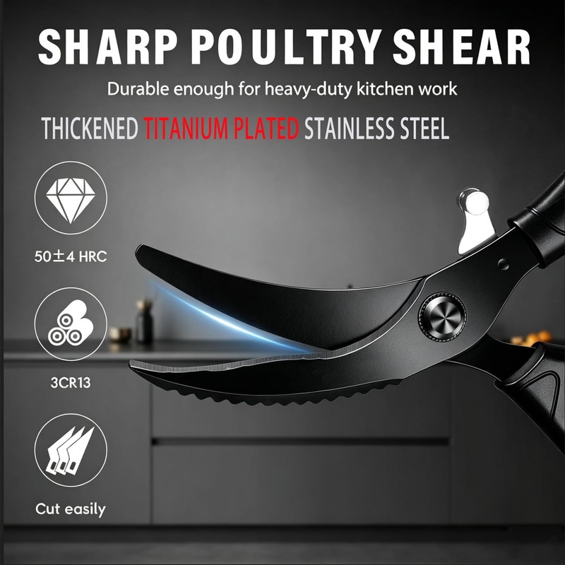 Heavy Duty Kitchen Shears-Meat Cutting Scissors with Titanium Coated