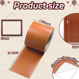 Giftmeet Brown Wood Grain Tape, 2 inch X 32 ft Adhesive Tape for Furniture, 1 Roll Decorative Duct Tape Wood Repair Tape for Doors, Floors, Window, Tables, Chairs, Baseboard, Cabinet, Kitchen