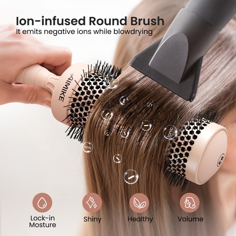 AIMIKE Round Brush for Blow Out, Extra Long Round Hair