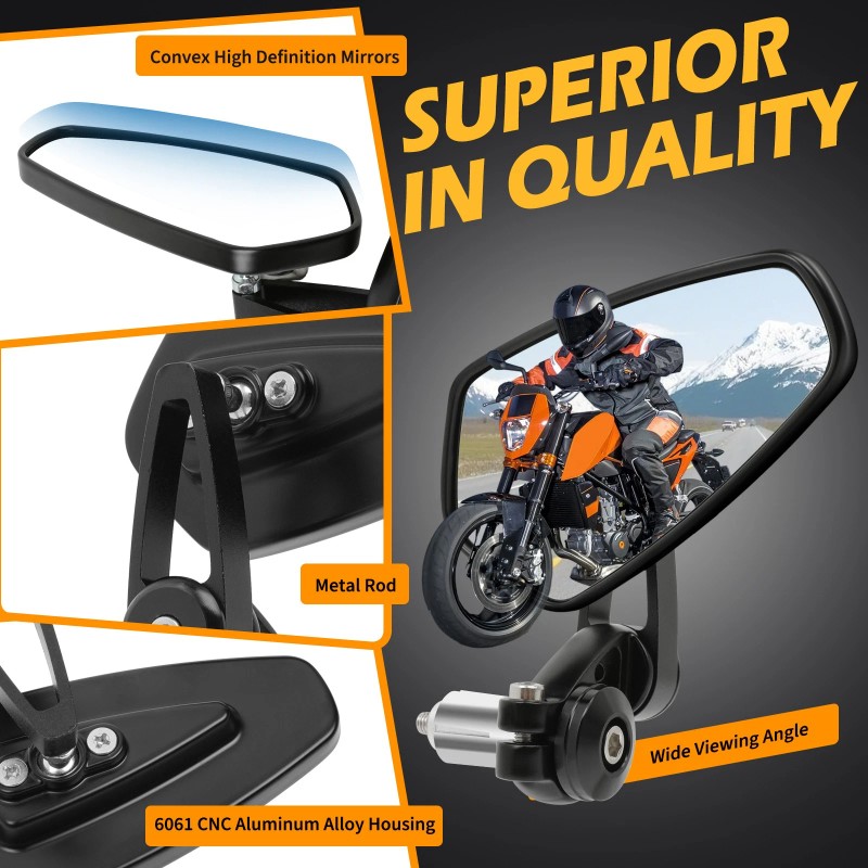 KEEPDSGN 7/8" 22mm Handle Bar End Mirrors Rearview For Suzuki