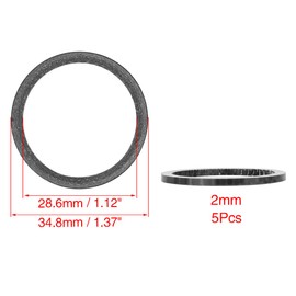 X AUTOHAUX 5pcs Headset Spacer Matte Black Carbon Fiber Handlebar Stem Spacers Fit 1 1/8 Inch Stem for MTB Mountain Road Bikes Bicycle Cycling 2mm