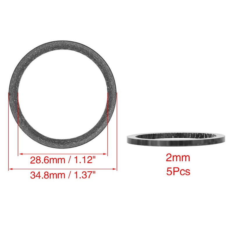 X AUTOHAUX 5pcs Headset Spacer Matte Black Carbon Fiber Handlebar