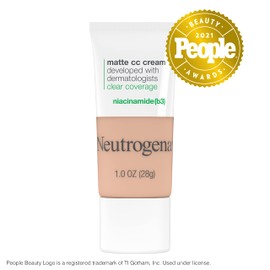 Neutrogena Clear Coverage Flawless Matte CC Cream, Full-Coverage Color Correcting Cream Face Makeup with Niacinamide (b3), Hypoallergenic, Oil Free & Free, Barley Beige, 1 oz