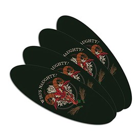 Krampus Who's Naughty Christmas Holiday Double-Sided Oval Nail File Emery Board Set 4 Pack