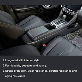 Rifoda for Honda Civic 10th Gen 2016-2020 Centre armrest Leather Cover Leather Decoration Wear Resistant and Scratch Resistant(Carbon Fiber)