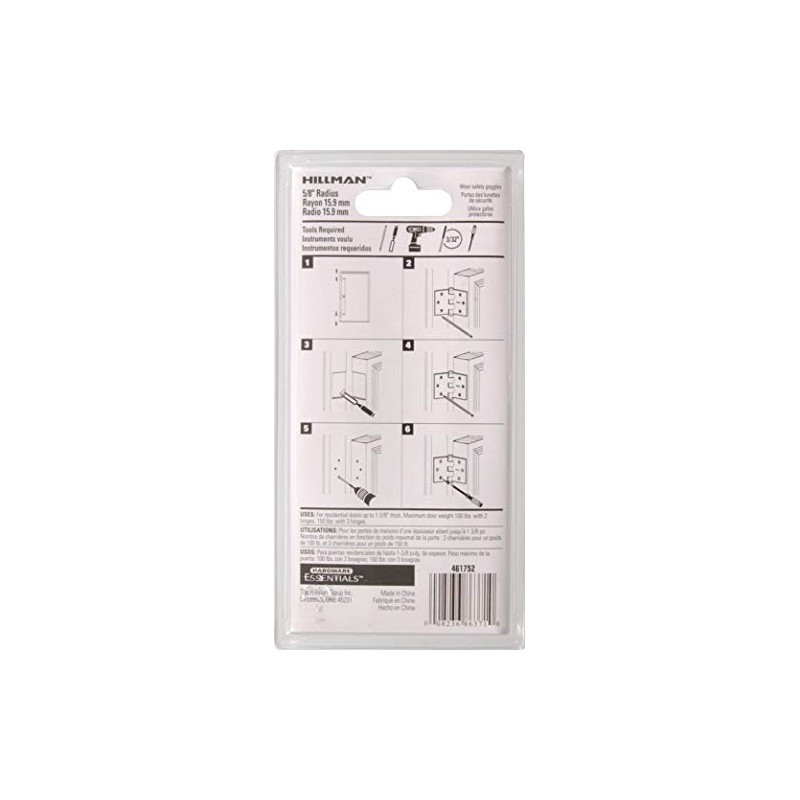 Hillman 851275 4" Residential Door Hinge - 5/8" Round Corner